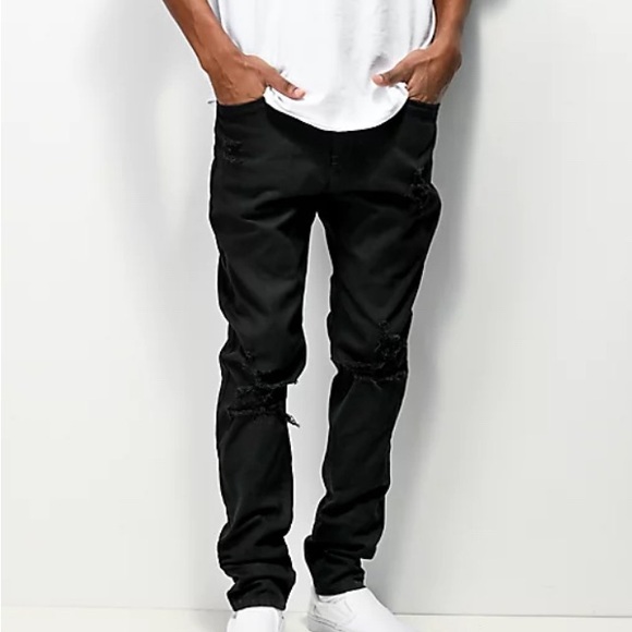 Empyre Verge Destroyed Black Tapered Skinny Jeans Size 30     (W313) - Picture 7 of 10